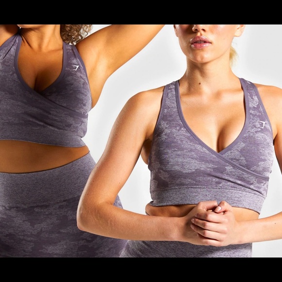Gymsharks CAMO SEAMLESS SPORTS BRA Lavender gray M - Picture 4 of 8
